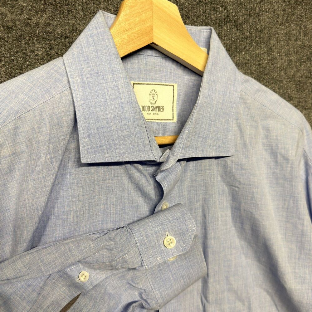 Todd Snyder Chambray Button Up Shirt Men 18 34/35 Long Sleeve Spread Collar 2XL